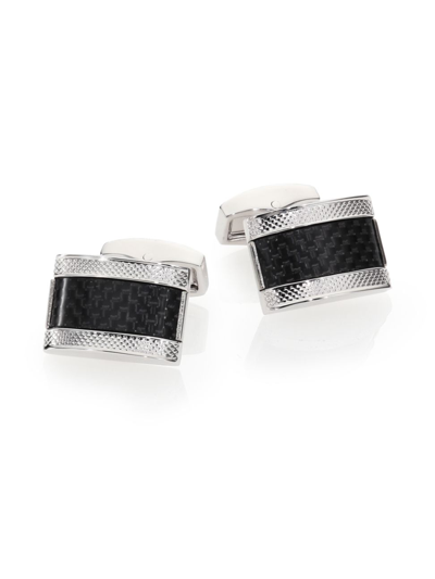Shop Tateossian Men's Brass & Carbon Fibre Cuff Links In Silver/black