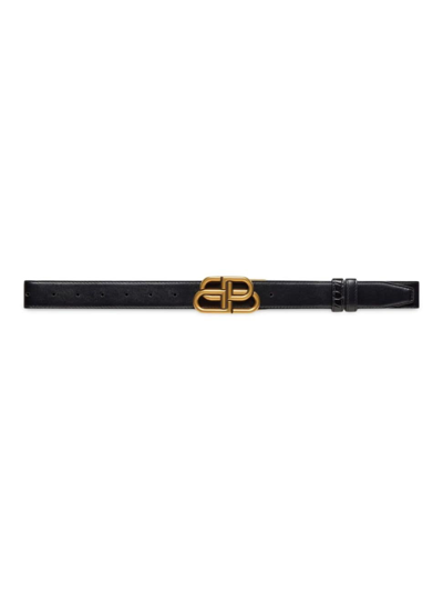 Shop Balenciaga Women's Bb Reversible Belt In Black