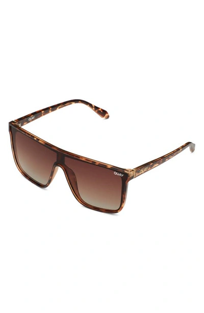 Shop Quay Nightfall 52mm Polarized Oversize Shield Sunglasses In Tortoise Gold/ Brown Polarized