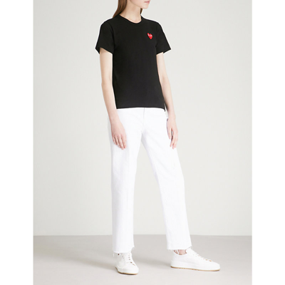 Comme Des Garçons Play Double Patch-logo Cotton T-shirt In Black