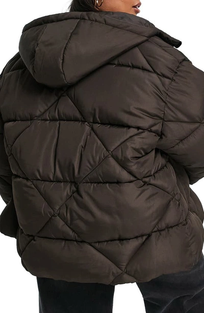 Shop Asos Design Curve Oversize Quilted Puffer Jacket In Brown