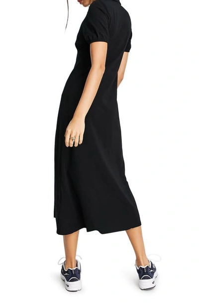 Shop Asos Design Ultimate Stretch Cotton Midi Dress In Black