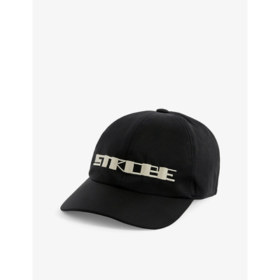 Shop Rick Owens Drkshdw Brand-embroidered Woven Baseball Cap In Black Pearl