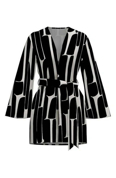 Shop Diarrablu Black Hera Print Lightweight Wrap Jacket