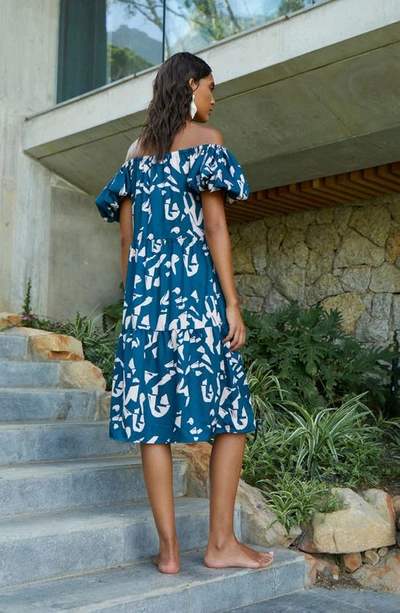 Diarrablu Nura Tiered Puff Sleeve Dress In Blue