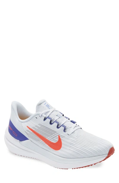 Shop Nike Air Winflo 9 Running Shoe In Grey/ Crimson/ Concord