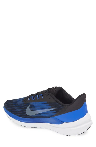 Shop Nike Air Winflo 9 Running Shoe In Black/ White/ Old Royal/ Blue
