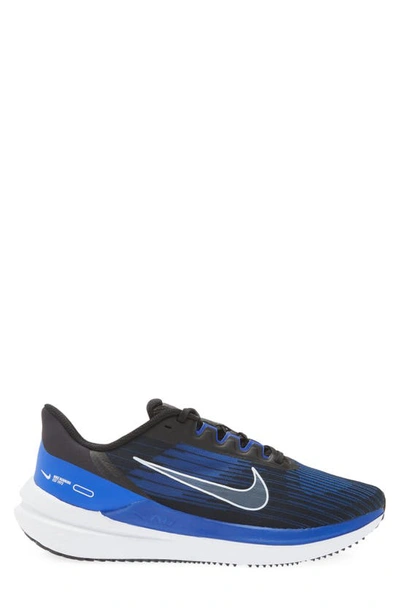 Shop Nike Air Winflo 9 Running Shoe In Black/ White/ Old Royal/ Blue