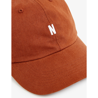 Shop Norse Projects Logo-embroidered Cotton-twill Baseball Cap In Burnt Ocher