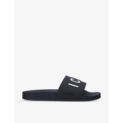 Shop Dsquared2 Icon Rubber Pool Sliders In Black