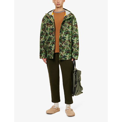 Shop Albam Kennedy Relaxed-fit Straight Cropped-leg Trousers In Olive