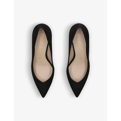 Stuart Weitzman Anny 70 Pointed-toe Suede Court Shoes In Black