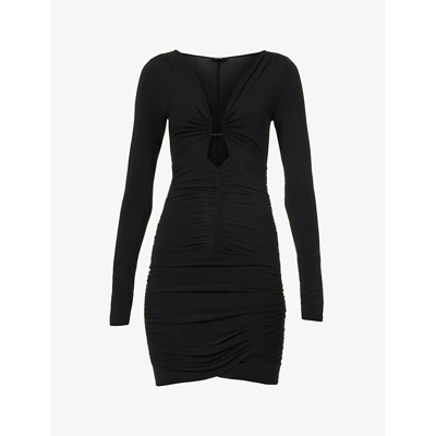Shop Isabel Marant Jordana Cut-out Stretch-woven Mini Dress In Black