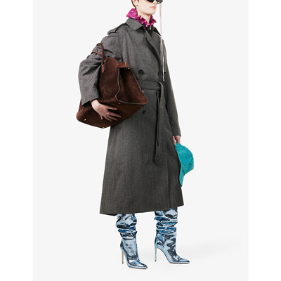Shop Isabel Marant Relaxed-fit Belted Wool Trench Coat In Anthracite