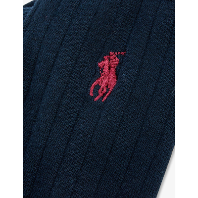 Shop Polo Ralph Lauren Men's Navy Logo-embroidered Stretch-cotton Blend Socks