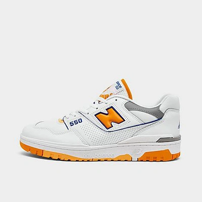 Shop New Balance Men's 550 Casual Shoes In White/vibrant Orange
