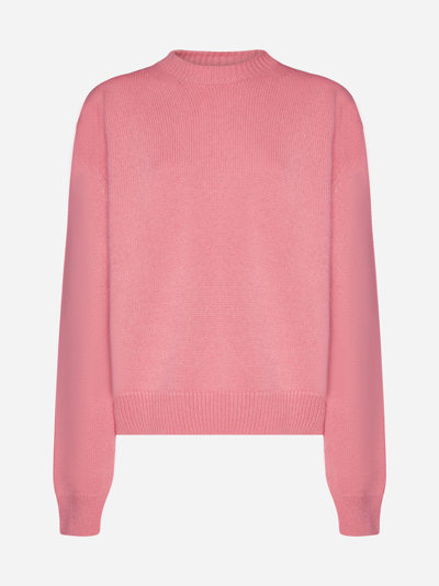 Shop Laneus Wool And Caregora Sweater In Peach Flowers