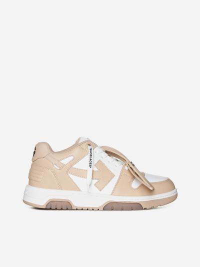 Shop Off-white Out Of Office Leather Sneakers In White,nude