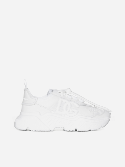 Shop Dolce & Gabbana Daymaster Leather And Nylon Sneakers In White