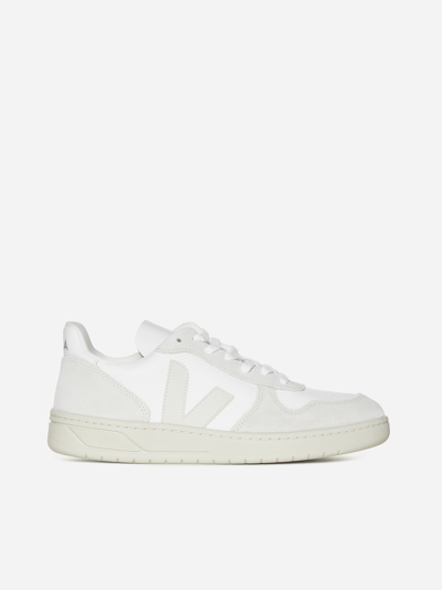 Shop Veja Nylon And Leather Sneakers In White