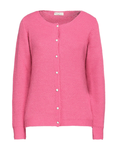 Shop Cashmere Company Woman Cardigan Fuchsia Size 8 Wool, Alpaca Wool In Pink
