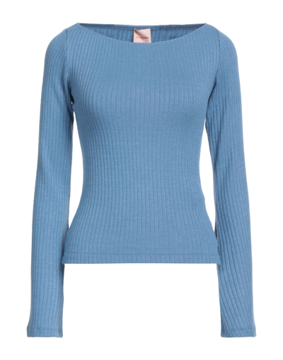 Shop La Semaine Paris Woman Sweater Slate Blue Size 8 Viscose, Polyester, Polyamide, Elastane