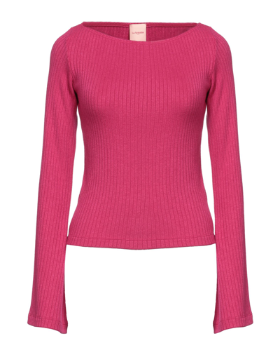 Shop La Semaine Paris Woman Sweater Fuchsia Size 12 Viscose, Polyester, Polyamide, Elastane In Pink