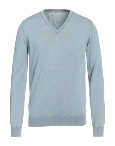 Shop Alpha Studio Man Sweater Sky Blue Size 40 Cotton
