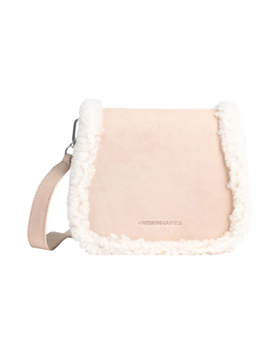 Shop Les Visionnaires Elli Satiny Leather Woman Cross-body Bag Beige Size - Bovine Leather, Lambskin