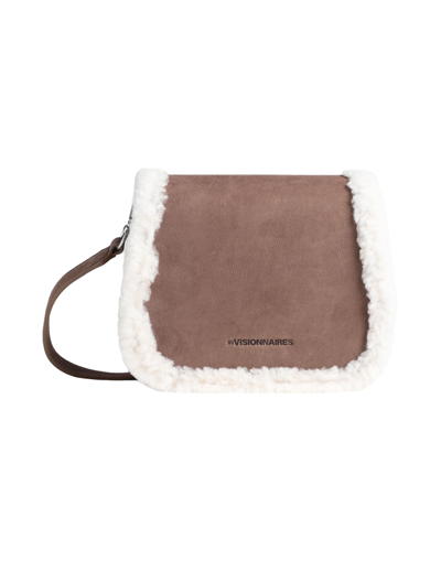 Shop Les Visionnaires Elli Satiny Leather Woman Cross-body Bag Brown Size - Bovine Leather, Lambskin