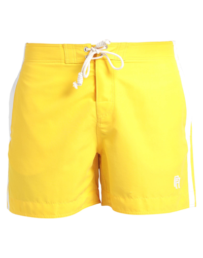 Shop Palm Angels Man Swim Trunks Yellow Size Xl Polyester