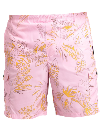 Shop Palm Angels Man Swim Trunks Pink Size L Polyester