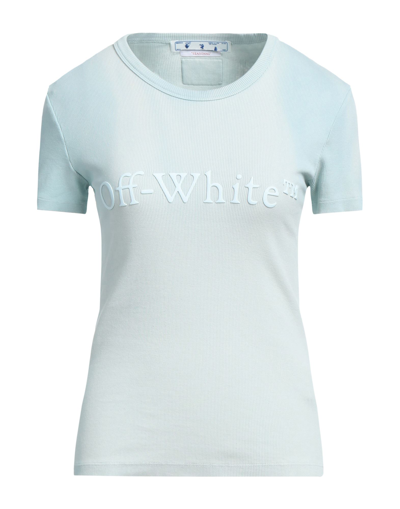 Shop Off-white Woman T-shirt Sky Blue Size 6 Cotton, Elastane