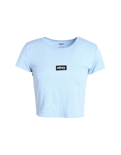 Shop Obey Woman T-shirt Sky Blue Size Xs Cotton