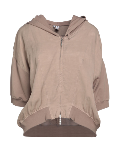 Shop European Culture Woman Sweatshirt Dove Grey Size S Cotton, Rayon, Viscose, Linen, Elastane