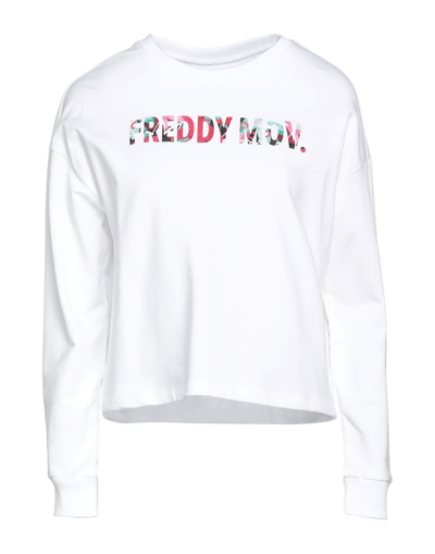 Shop Freddy Woman Sweatshirt White Size M Cotton, Elastane