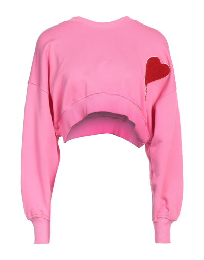 Shop Dimora Woman Sweatshirt Fuchsia Size 6 Cotton In Pink