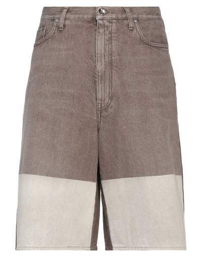 Shop Off-white Man Denim Shorts Khaki Size 33 Cotton In Beige