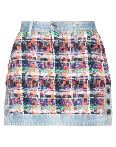 Shop Dsquared2 Woman Mini Skirt Blue Size 6 Polypropylene, Cotton, Polyester, Polyamide, Elastane