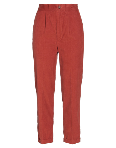Shop Millenovecentosettantotto Woman Pants Brick Red Size 8 Cotton