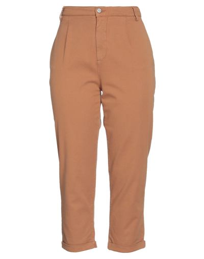 Shop Dixie Woman Pants Camel Size Xs Cotton, Elastane In Beige