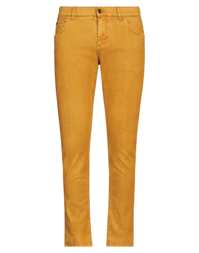 Shop Dolce & Gabbana Man Pants Ocher Size 28 Cotton, Elastomultiester, Elastane, Viscose In Yellow