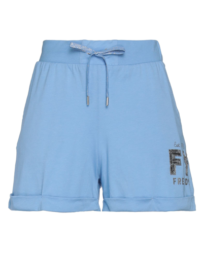 Shop Freddy Woman Shorts & Bermuda Shorts Sky Blue Size L Cotton, Modal