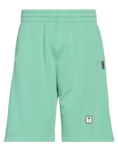 Shop Palm Angels Man Shorts & Bermuda Shorts Light Green Size L Cotton, Polyester, Polyethylene, Ceramic