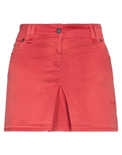 Shop Galliano Woman Denim Skirt Red Size 26 Cotton, Elastane