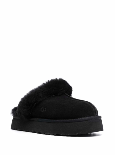 Shop Ugg Disquette Black Suede And Fur Mules  Woman