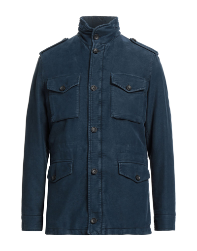 Shop Domenico Tagliente Man Jacket Midnight Blue Size 40 Cotton