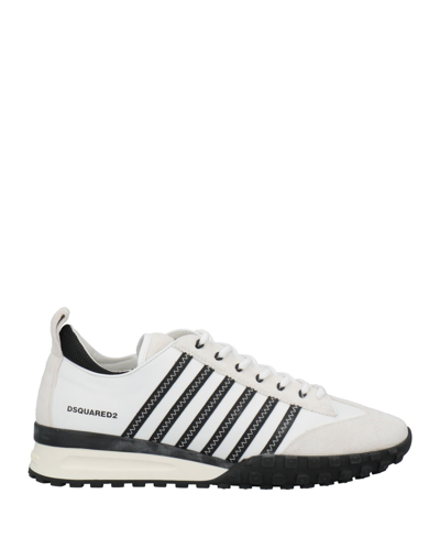 Shop Dsquared2 Man Sneakers White Size 9 Calfskin, Textile Fibers