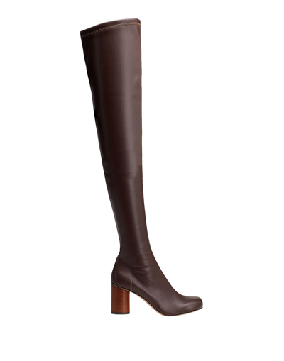 Shop 8 By Yoox Stretch Glove Leather Over-the-knee Boots Woman Boot Cocoa Size 8 Polyester, Polyurethane In Brown