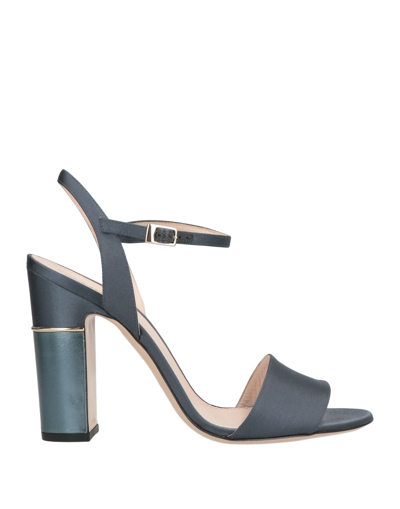 Shop Pollini Woman Sandals Lead Size 11 Textile Fibers In Grey